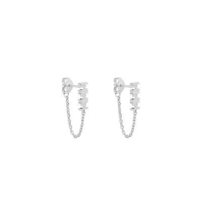 CELINE TRIOMPHE CHAIN EARRINGS IN BRASS WITH RHODIUM FINISH SILVER 460RC6BRA-36SI